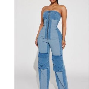 Denim Strapless Jumpsuit